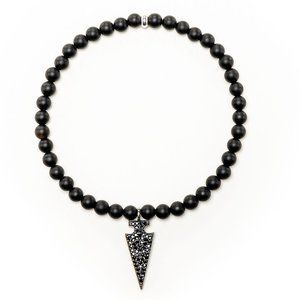 Women's Wristband with Onyx & Sapphire Pendant